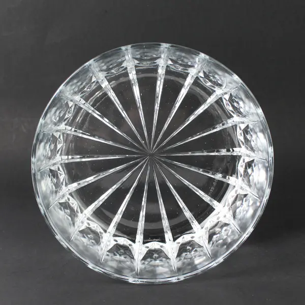 KIG Straight Sided Clear Salad Bowl Cut Pattern Starburst Center 6.75 Inch