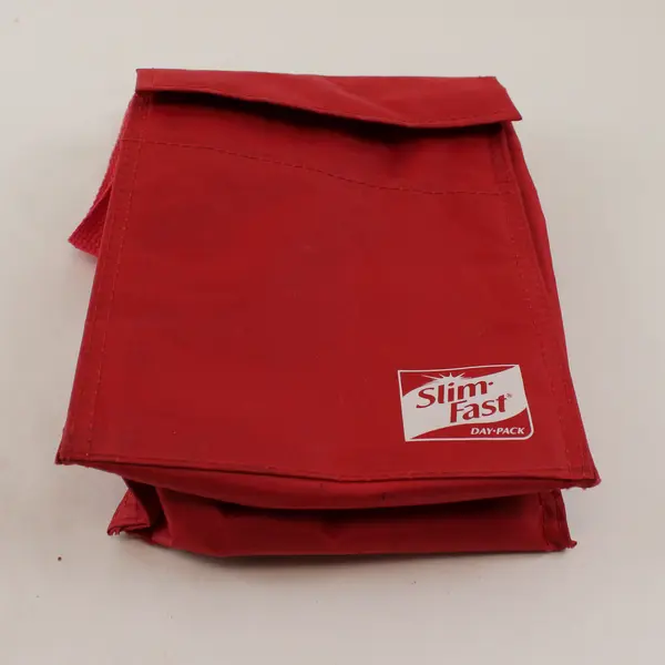 Red Slim Fast Day-Pack Insulated Lunch Bag Carry Strap And Front Pouch