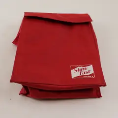 Red Slim Fast Day-Pack Insulated Lunch Bag Carry Strap And Front Pouch