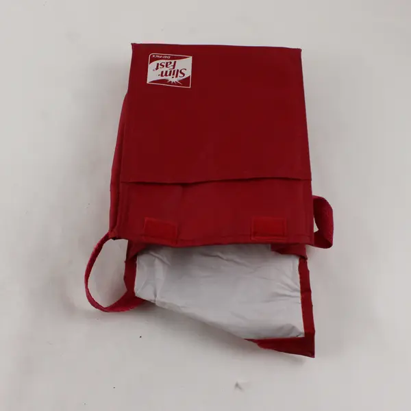 Red Slim Fast Day-Pack Insulated Lunch Bag Carry Strap And Front Pouch