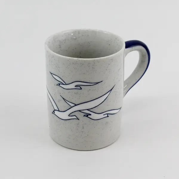 1970’s Otagiri Seagull Cup Mug  Blue And Gray Speckled Stoneware Japan