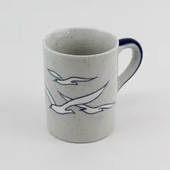1970’s Otagiri Seagull Cup Mug  Blue And Gray Speckled Stoneware Japan