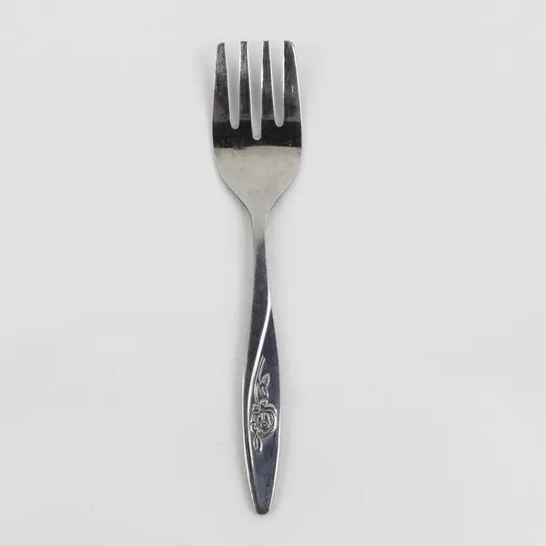 VTG T.L.C. Products Stainless Steel Toddler Fork Engraved Rose Motif 4.25" HTF