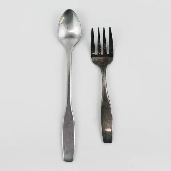 Vintage Lot of 2 Leonard Silver LEO6 SS Infant Utensils 1 Spoon 1 Fork Rare HTF