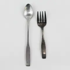 Vintage Lot of 2 Leonard Silver LEO6 SS Infant Utensils 1 Spoon 1 Fork Rare HTF