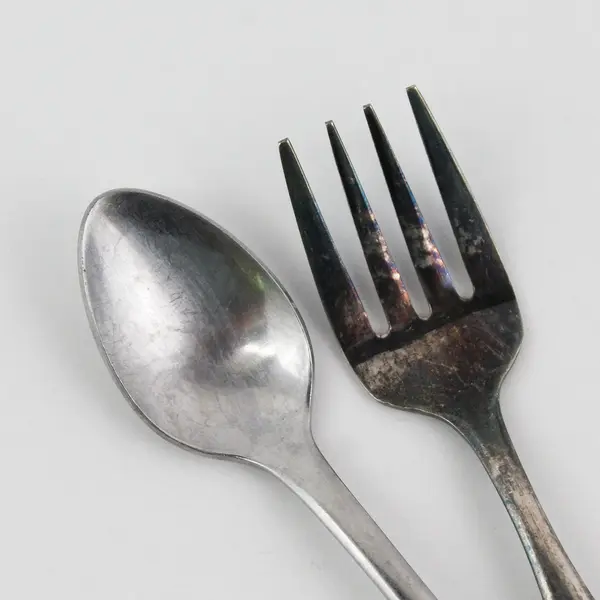 Vintage Lot of 2 Leonard Silver LEO6 SS Infant Utensils 1 Spoon 1 Fork Rare HTF