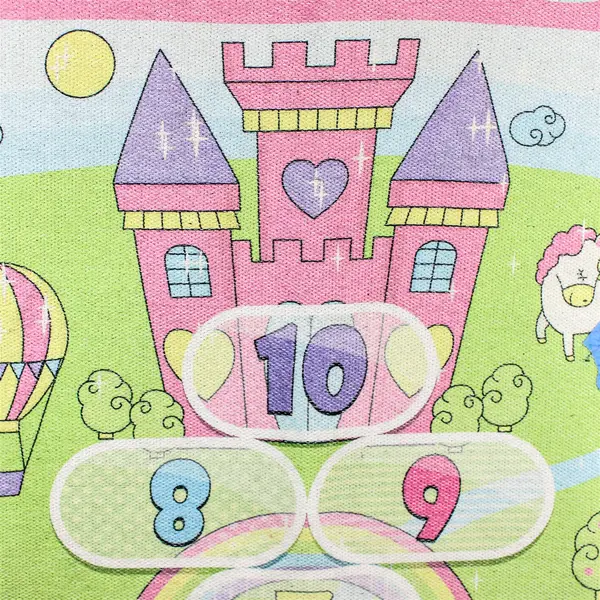 Ottomanson Washable Flatweave Kids Hopscotch Princess Play Mat Rug 5.7ftx3.6ft