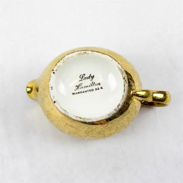 Vintage 22K Gold-Plated Lady Hamilton Figural Creamer Collectible