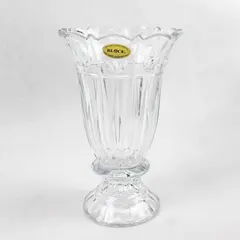 24% Lead Crystal Tulip Garden Footed Hurricane Vase Candle Holder 10"