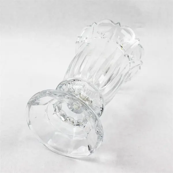24% Lead Crystal Tulip Garden Footed Hurricane Vase Candle Holder 10"