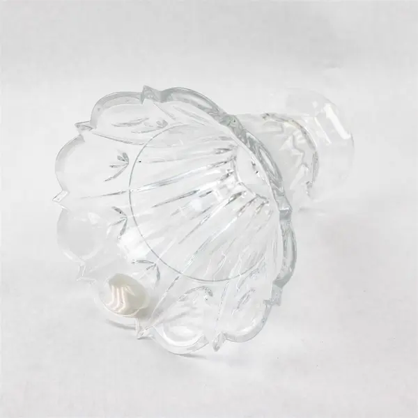 24% Lead Crystal Tulip Garden Footed Hurricane Vase Candle Holder 10"