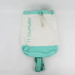 Aerie Mint Green and White Canvas Drawstring Crossbody Sling Bag