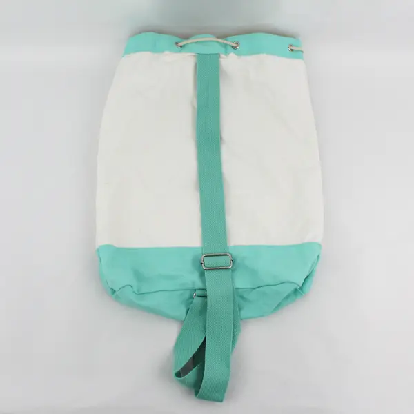 Aerie Mint Green and White Canvas Drawstring Crossbody Sling Bag