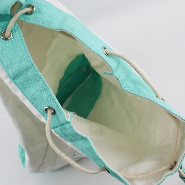 Aerie Mint Green and White Canvas Drawstring Crossbody Sling Bag