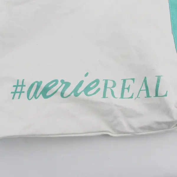 Aerie Mint Green and White Canvas Drawstring Crossbody Sling Bag