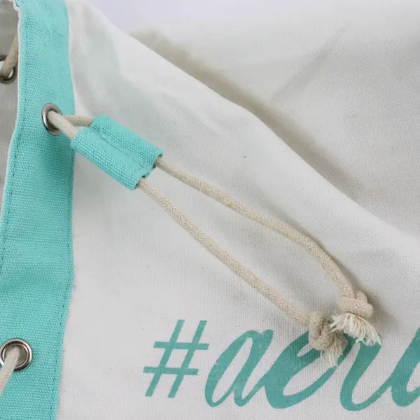 Aerie Mint Green and White Canvas Drawstring Crossbody Sling Bag