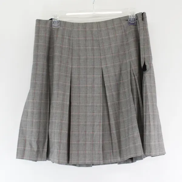 Valerie Stevens Gray and Pink Plaid Pleated Knee-Length Skirt Women's Size 8