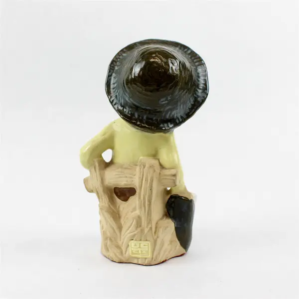 Vintage Ceramic Figurine Singing Boy with Cat Hand-Painted 7 in