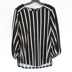 Adrianna Papell Black Pink and White Striped Long-Sleeved Top Women's Medium
