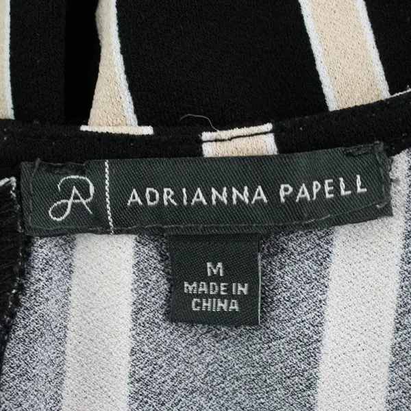 Adrianna Papell Black Pink and White Striped Long-Sleeved Top Women's Medium