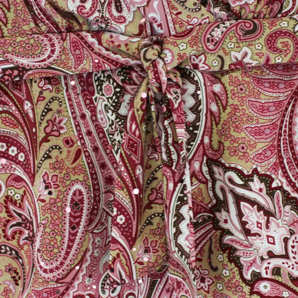 INC International Concepts Pink & Brown Paisley Sequin Top Women's Large