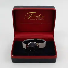 Fondini Women's Silver-Tone Stainless Steel Purple Dial Wristwatch UNTESTED