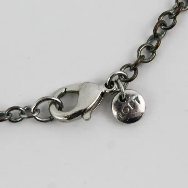 LOFT Silver-Tone Beaded Rhinestone Chain Necklace 34"