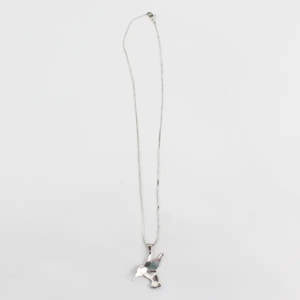 Arte Silver-Tone Blue and Green Hummingbird Pendant Necklace 20"