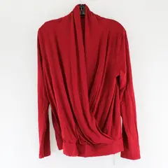 NWT Lyaner Red Long-Sleeved Faux Wrap Shirt Women's Large