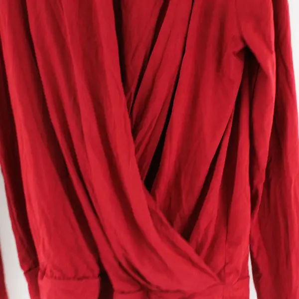NWT Lyaner Red Long-Sleeved Faux Wrap Shirt Women's Large