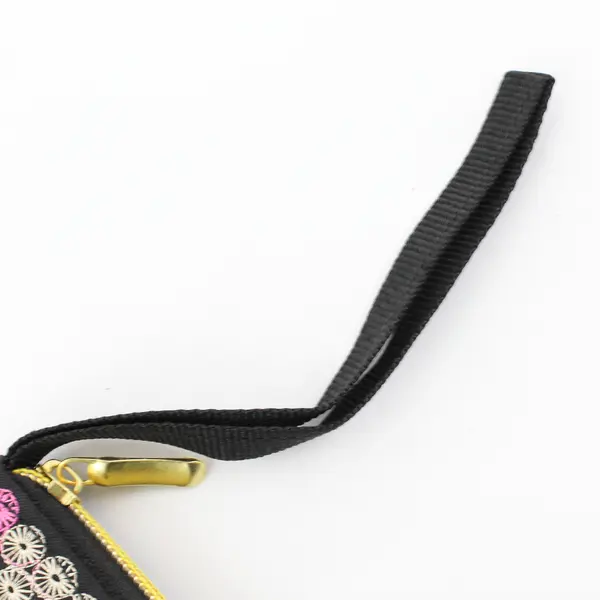 Asian-Inspired Floral Embroidered Wristlet Wallet