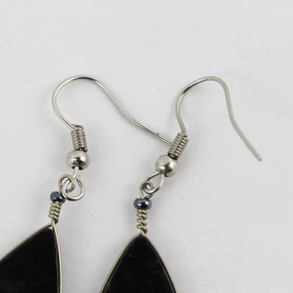 Handmade Brown & Gray Southwestern-Style Beaded Fringed Teardrop Dangle Earrings