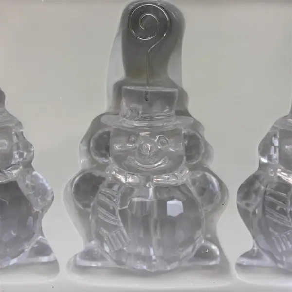 Enesco Twinkling Christmas Set of 3 Clear Snowman Place Card Holders 2004 New