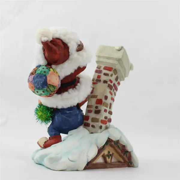 New Resin Santa & Reindeer Chimney Figurine Holiday Decor