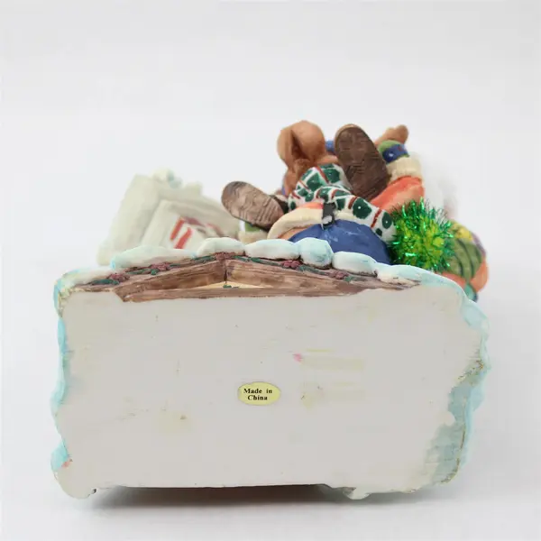 New Resin Santa & Reindeer Chimney Figurine Holiday Decor