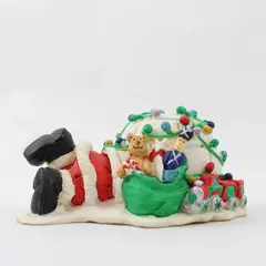 Roman Inc Resin Santa Crawling Into Igloo Figurine - New