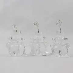 Enesco Twinkling Christmas Clear Snowman Place Card Holders Set of 3 2004 New