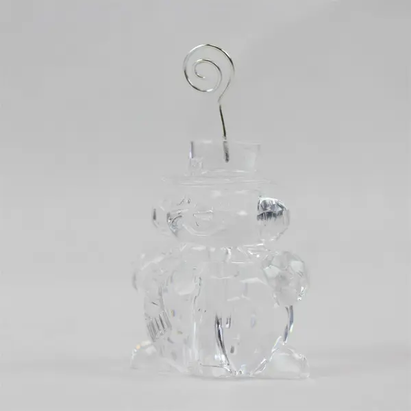Enesco Twinkling Christmas Clear Snowman Place Card Holders Set of 3 2004 New