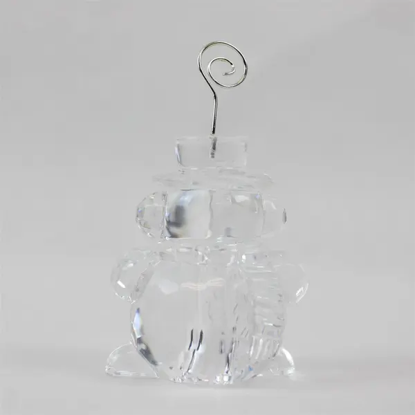 Enesco Twinkling Christmas Clear Snowman Place Card Holders Set of 3 2004 New