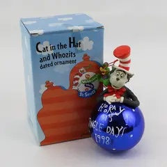 Jim Henson 1998 Christmas Ornament Dr. Seuss Cat In Hat Blue Glass & Resin