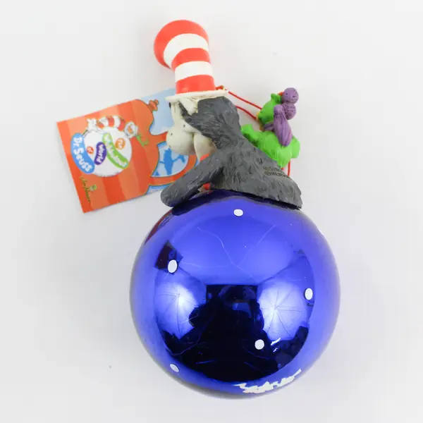 Jim Henson 1998 Christmas Ornament Dr. Seuss Cat In Hat Blue Glass & Resin