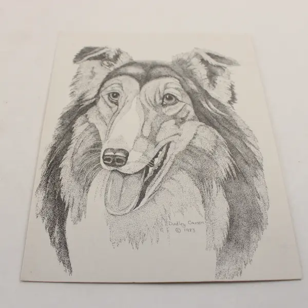 Lot of 3 Dudley Carson Pointillism Dog Illustration Notecards with Envelopes