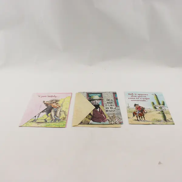 Lot of 3 Leanin' Tree Humorous Funny Birthday Cards Missing Envelope UNUSED