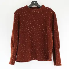 Lavish Polka Dot Burnt Orange Crew-Neck Long-Sleeved Top Women's XL