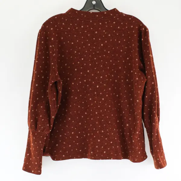Lavish Polka Dot Burnt Orange Crew-Neck Long-Sleeved Top Women's XL