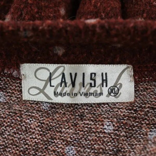 Lavish Polka Dot Burnt Orange Crew-Neck Long-Sleeved Top Women's XL