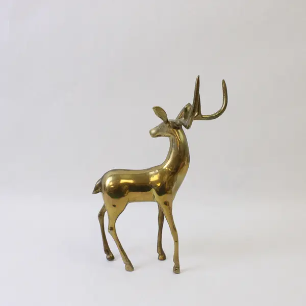 Vintage Enesco Solid Brass Deer Figurine 10in Tall Collectible