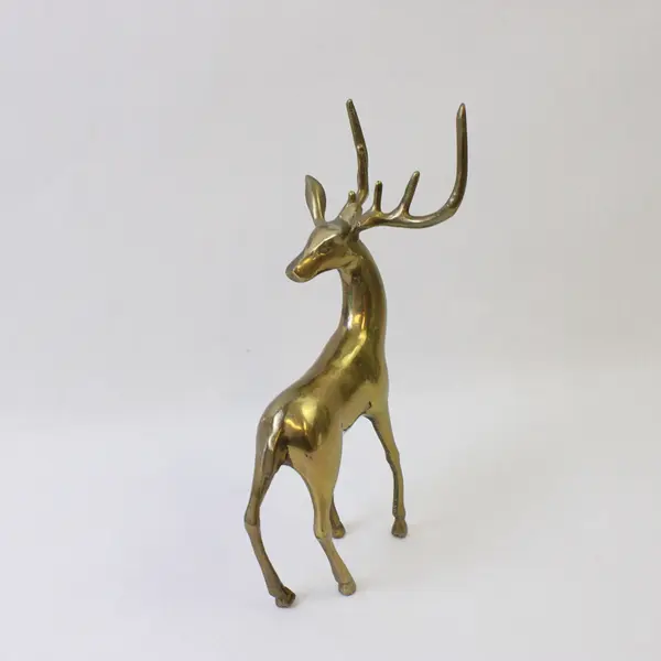 Vintage Enesco Solid Brass Deer Figurine 10in Tall Collectible
