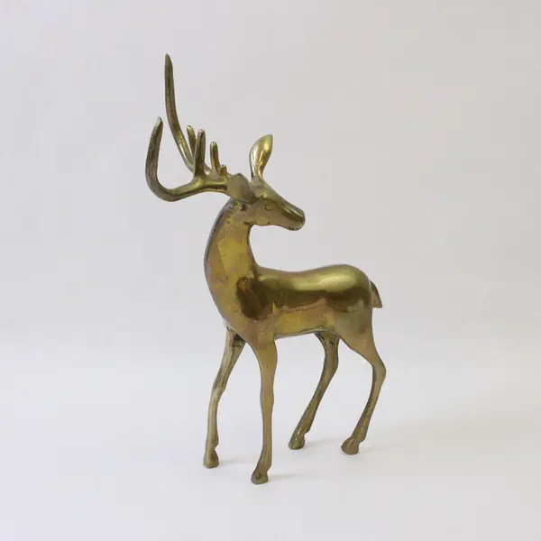 Vintage Enesco Solid Brass Deer Figurine 10in Tall Collectible