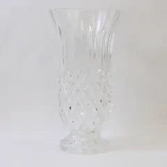 Lead Crystal Diamond-Cut Geometric Footed Vase 10" Collectible